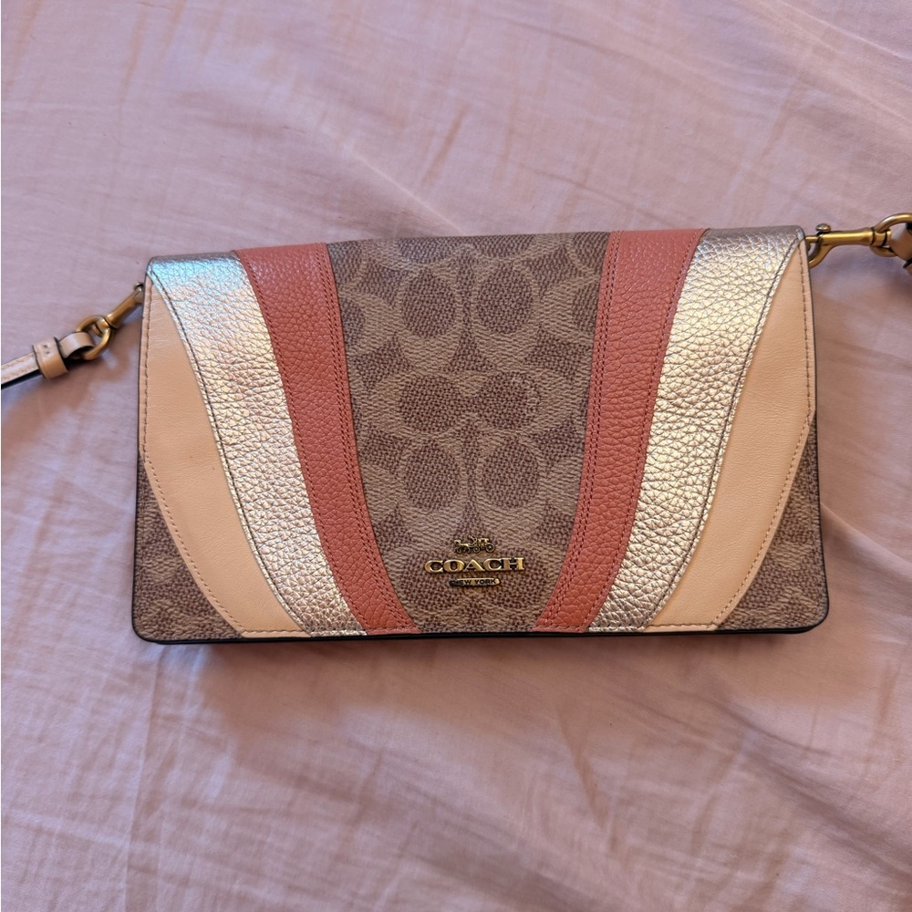 Coach Hayden Foldover Crossbody Clutch in Signature Canvas with Waves Patchwork